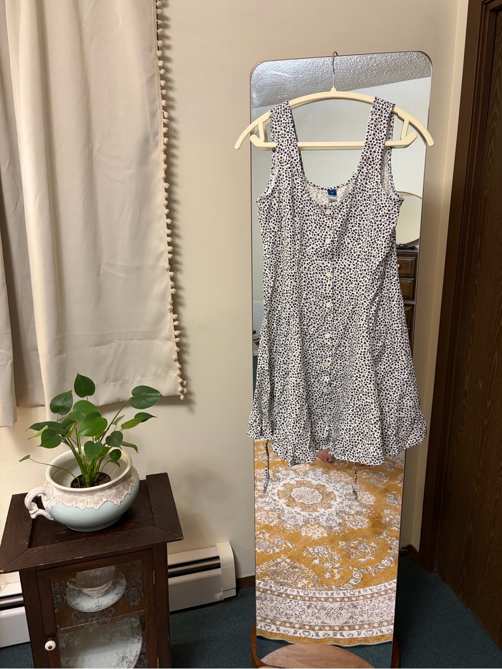 Old Navy White Mini Dress with Black Floral Print